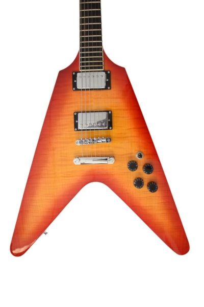 Custom Crown Flying V Bengal Red Prophecy Flame Maple Top Guitar