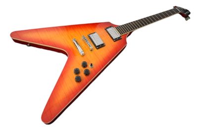 Custom Crown Flying V Bengal Red Prophecy Flame Maple Top Guitar - Image 7