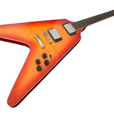 Custom Crown Flying V Bengal Red Prophecy Flame Maple Top Guitar - Image 7