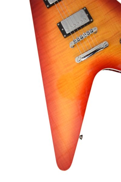 Custom Crown Flying V Bengal Red Prophecy Flame Maple Top Guitar - Image 6