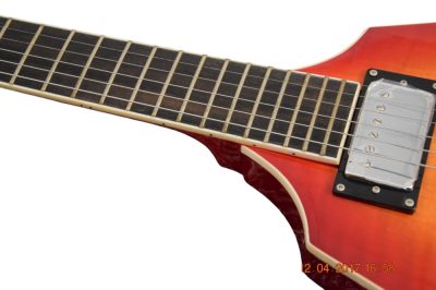 Custom Crown Flying V Bengal Red Prophecy Flame Maple Top Guitar - Image 5