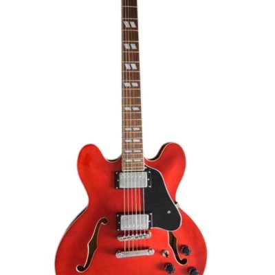 Custom Crown ES335 Semi Hollow Body Red Fhole Guitar - Image 9