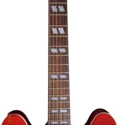 Custom Crown ES335 Semi Hollow Body Red Fhole Guitar - Image 7