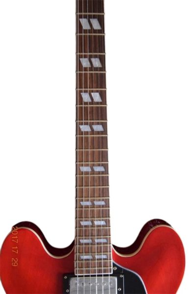 Custom Crown ES335 Semi Hollow Body Red Fhole Guitar - Image 7