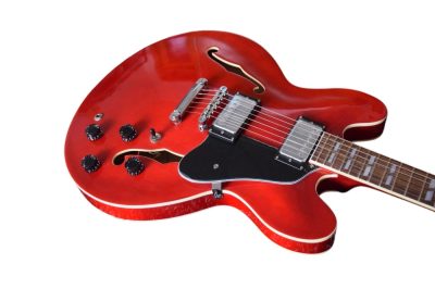 Custom Crown ES335 Semi Hollow Body Red Fhole Guitar - Image 6