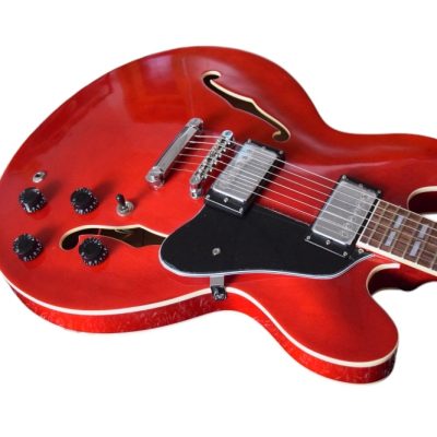 Custom Crown ES335 Semi Hollow Body Red Fhole Guitar - Image 6