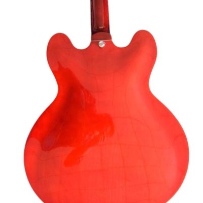 Custom Crown ES335 Semi Hollow Body Red Fhole Guitar - Image 3