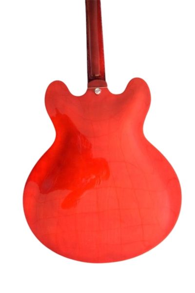 Custom Crown ES335 Semi Hollow Body Red Fhole Guitar - Image 3