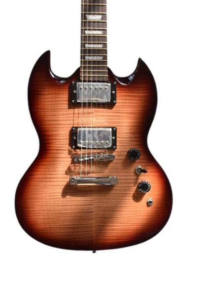Custom Crown SG 400 Sunburst Tiger Maple Top Humbucker Pickups Guitar