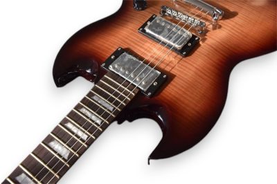 Custom Crown SG 400 Sunburst Tiger Maple Top Humbucker Pickups Guitar - Image 6