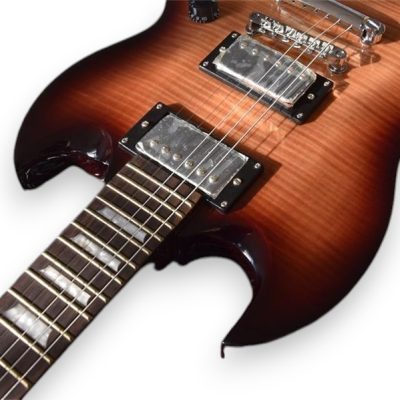 Custom Crown SG 400 Sunburst Tiger Maple Top Humbucker Pickups Guitar - Image 6