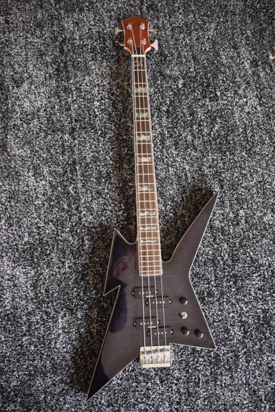 Custom Norturne Ironbird MK1 Legacy Black Tiger Maple Top 4 String Bass - Image 9