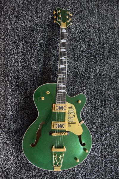Custom Sovereign G6136I Bono Irish Falcon Goal Is Soul Green Fhole Guitar Gold Pickguard - Image 3