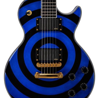 Custom Crown Buzzsaw Bullseye Zakk Wylde Blue Black Guitar Personalized Inlays