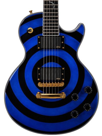 Custom Crown Buzzsaw Bullseye Zakk Wylde Blue Black Guitar Personalized Inlays