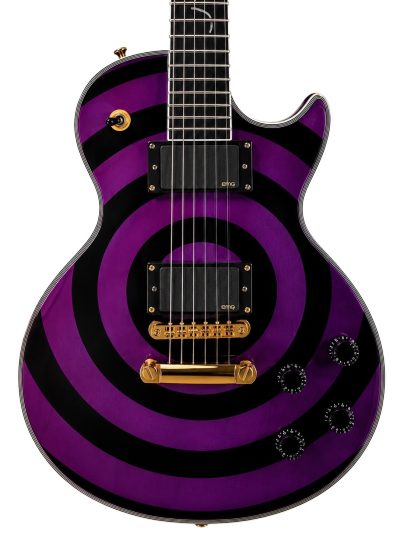 Custom Crown Buzzsaw Bullseye Zakk Wylde Purple Black Guitar Personalized Inlays