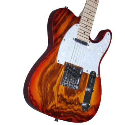 Custom Regent Amber Burst Swirling Natural Grain 6 String Electric Guitar