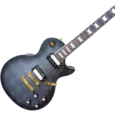 Custom Crown Standard Hybrid Textured Matte Black Diamond Plate Clear Acrylic Plexiglass Pickguard Guitar - Image 5