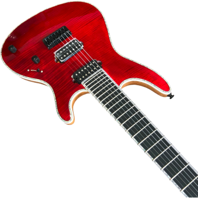 Custom Onyx Regius Translucent Red 7 String Guitar - Image 2