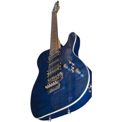 Custom Titan KR 24 Aqua Blue Burst Quilted Maple Top Floyd Rose Tremolo Guitar - Image 3