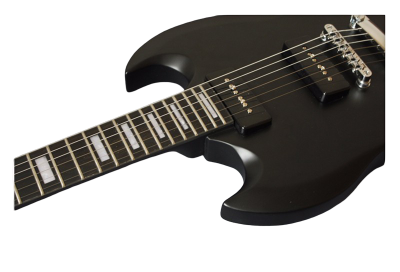 Custom Crown SG Angus Satin Ebony Black Dual P-90 Single-Coil Pickups Electric Guitar - Image 2