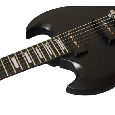 Custom Crown SG Angus Satin Ebony Black Dual P-90 Single-Coil Pickups Electric Guitar - Image 2