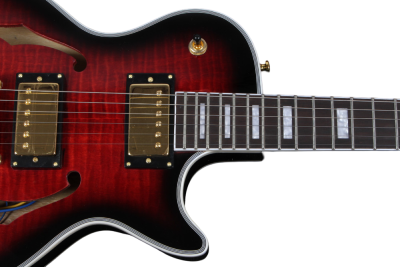 Custom Crown Black Cherry Burst Semi Hollow Body Florentine Single Cutaway Guitar - Image 3