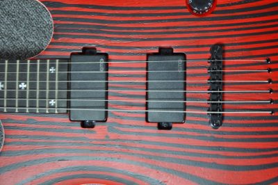 Custom Onyx Gothic Monolith Black Luminactive Cross Fretboard Inlays String Thru Body Guitar - Image 8