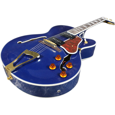 Custom Crown Cobalt Blue Metallic Fhole Archtop P90 Electric Guitar - Image 3