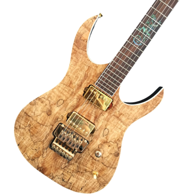 Custom Axis Natural Poplar Burl Gloss Gecko Tremolo 6 String Electric Guitar - Image 3