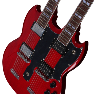 Custom Crown SG Jimmy Page Heritage Cherry Double Neck 12 6 String EDS1275 Electric Guitar - Image 4