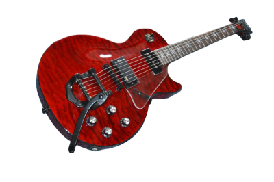 Custom Crown Crimson Quilt Top Dark Fire Bigsby Vibrato Tailpiece P90 Humbucker Pickups Guitar - Image 2
