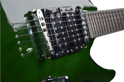 Custom Obsidian See Thru Green MH1000 Electric Guitar String Thru Body - Image 3