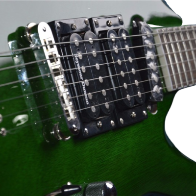 Custom Obsidian See Thru Green MH1000 Electric Guitar String Thru Body - Image 3