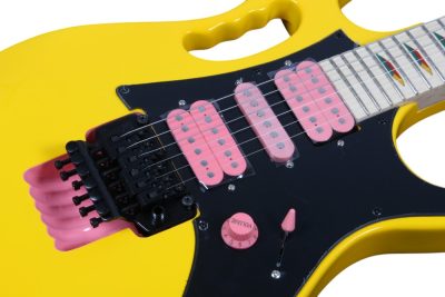 Custom Axis SVAI Desert Sun Yellow Pink Pickups Pyramid Inlays Monkey Grip Guitar - Image 2