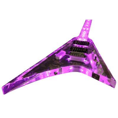 Custom Race Flying V Plexiglass Acrylic Translucent Body Neck LED Purple Guitar