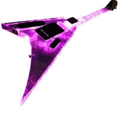 Custom Race Flying V Plexiglass Acrylic Translucent Body Neck LED Purple Guitar - Image 4