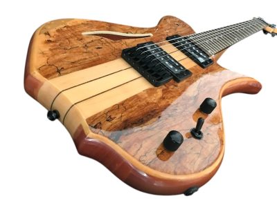 Custom Vesper Languedoc Region Natural Spalted Maple Weneer Finish 7 String Guitar - Image 2