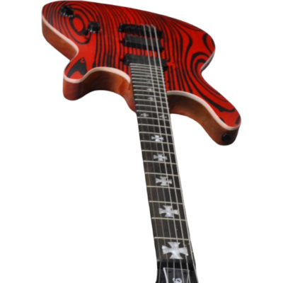 Custom Onyx Gothic Monolith Black Luminactive Cross Fretboard Inlays String Thru Body Guitar - Image 6