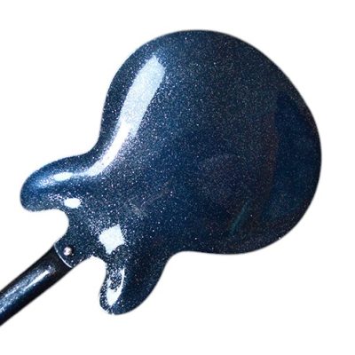 Custom Crown ES335 Semi Hollow Body Sparkle Glitter Blue Fhole Guitar - Image 2