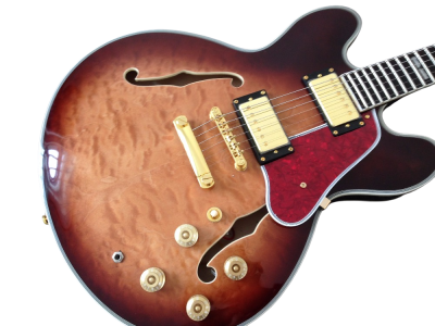 Custom Crown ES335 Semi Hollow Body Figured Antique Burst Fhole Guitar