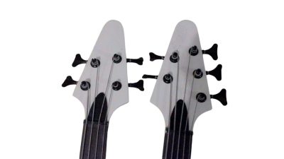 Custom Crown Double Neck Guitar White 5 String 4 String Bass - Image 3