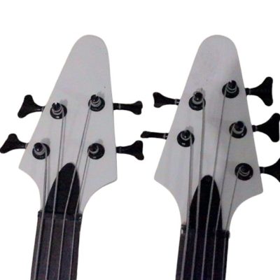 Custom Crown Double Neck Guitar White 5 String 4 String Bass - Image 3