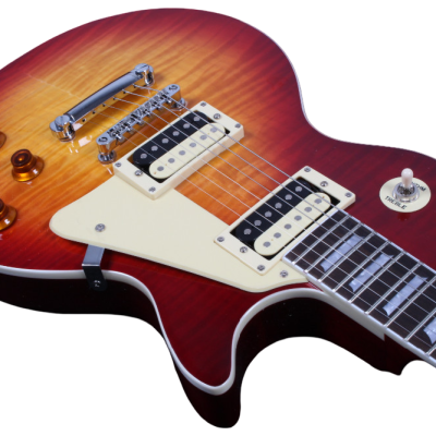 Custom Crown Heritage Cherry Sunburst Flame Maple Top Electric Guitar Open Coil Zebra Pickups - Image 4
