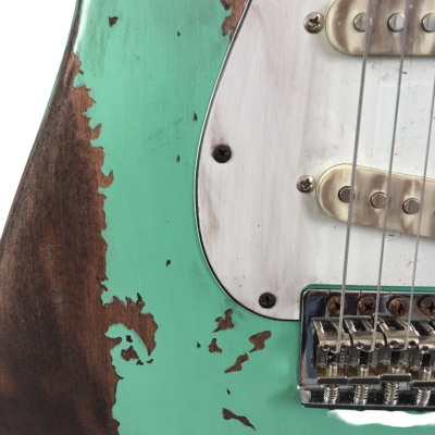 Custom Regent John Surf Green Heavy Relic Aged Worn Electric Guitar - Image 3