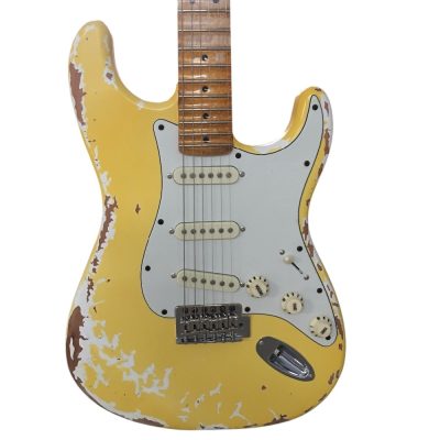 Custom Regent Yngwie Malmsteen Play Loud Scalloped Maple Fretboard Heavy Relic Yellow Guitar