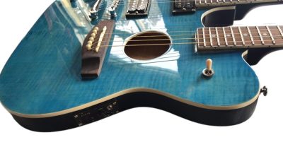 Custom Vile Guild Blue Flame Maple Top Double Neck Crossroads Guitar - Image 4