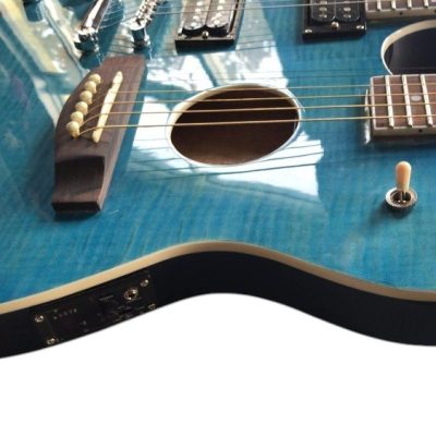 Custom Vile Guild Blue Flame Maple Top Double Neck Crossroads Guitar - Image 4