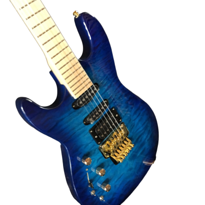 Custom Race Satin Transparent Blue Phil Collen PC1 Quilted Maple Top Electric Guitar - Image 3