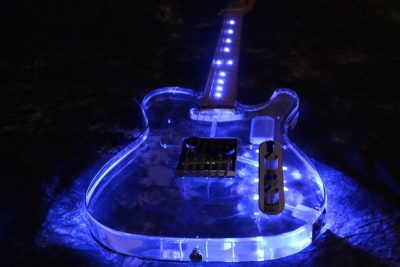 Custom Regent Plexiglass Acrylic Lucite Integrated Blue LED Illumination Guitar - Image 3